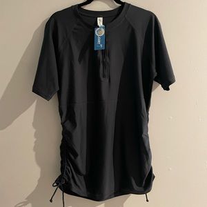 NWT HALCURT SOFT RASH GUARD WOMENS’ SHORT SLEEVE SWIM TOP; SIZE 2XL W/1/2 ZIPPER